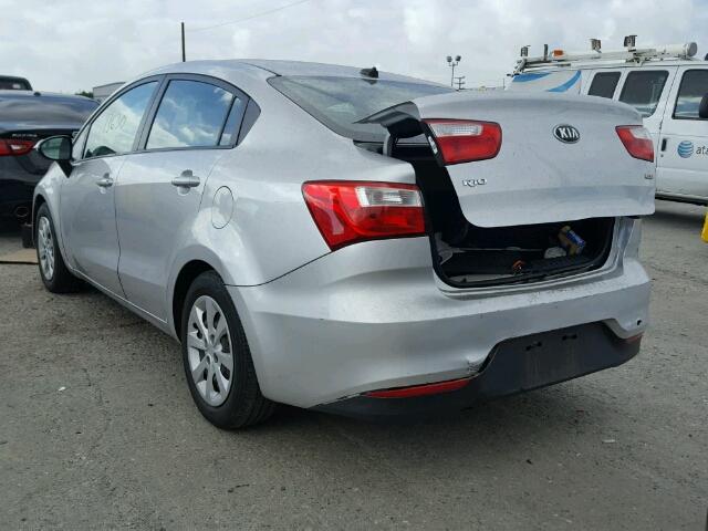 KNADM4A38G6648129 - 2016 KIA RIO LX SILVER photo 3