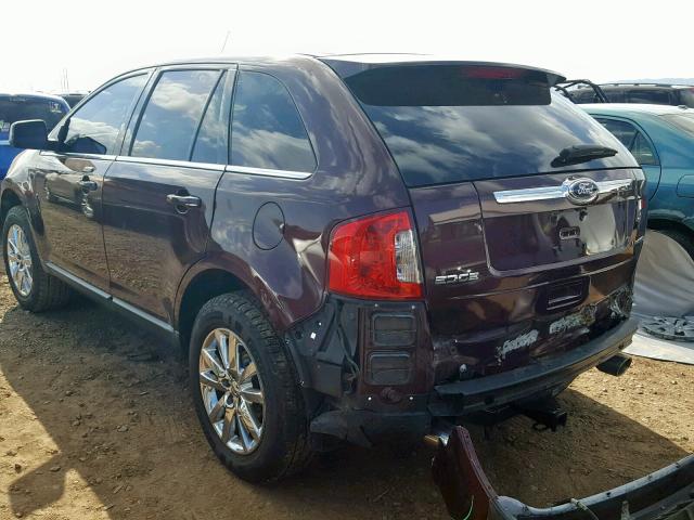 2FMDK3KC4BBA81022 - 2011 FORD EDGE LIMIT BURGUNDY photo 3