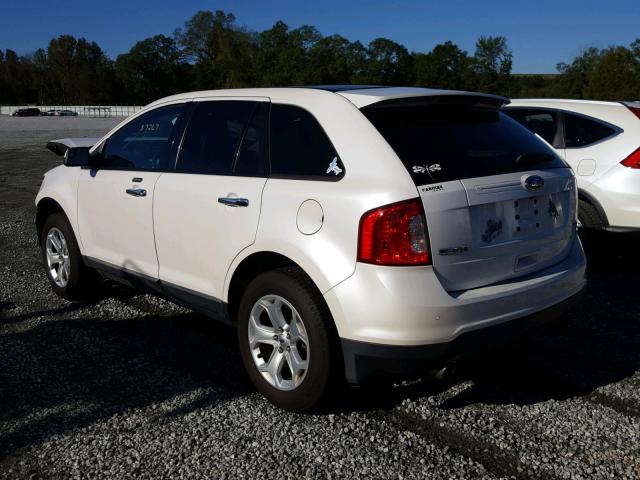 2FMDK3JC7BBB31123 - 2011 FORD EDGE SEL WHITE photo 3