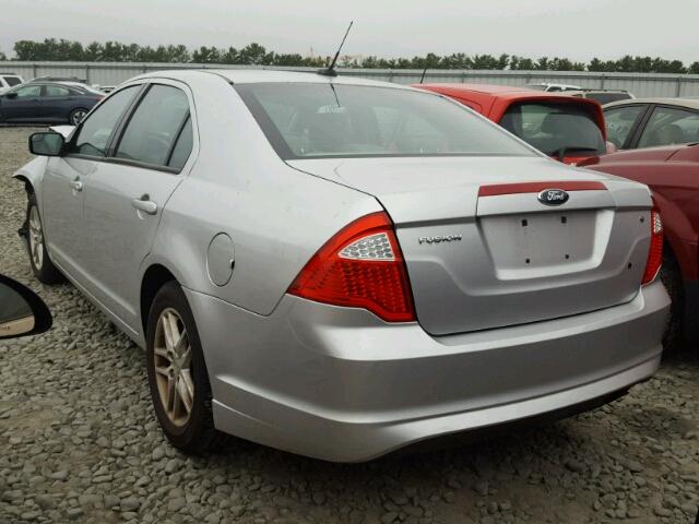 3FAHP0GA3CR288202 - 2012 FORD FUSION S SILVER photo 3