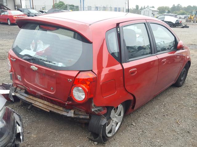 KL1TD66E39B371721 - 2009 CHEVROLET AVEO LS RED photo 4