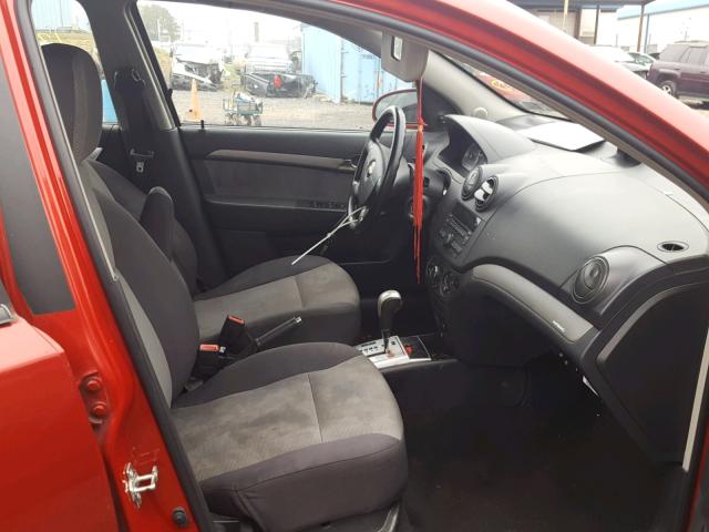 KL1TD66E39B371721 - 2009 CHEVROLET AVEO LS RED photo 5