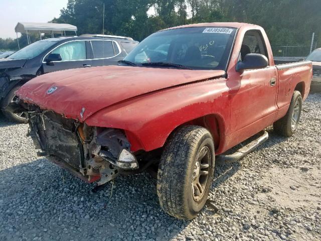 1B7FL26X51S297497 - 2001 DODGE DAKOTA RED photo 2