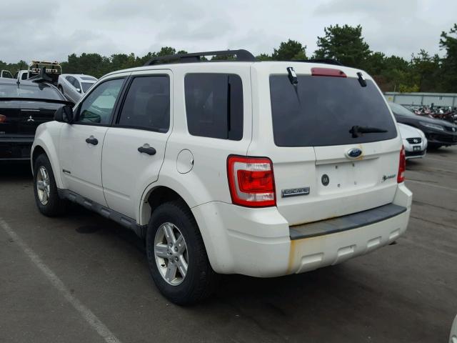 1FMCU59339KC38370 - 2009 FORD ESCAPE HYB WHITE photo 3