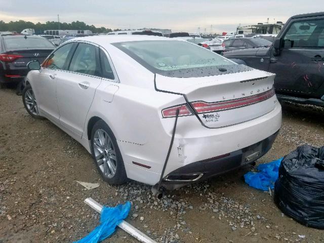 3LN6L2LU2ER802662 - 2014 LINCOLN MKZ HYBRID WHITE photo 3