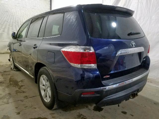 5TDBK3EH8CS173785 - 2012 TOYOTA HIGHLANDER BLUE photo 3