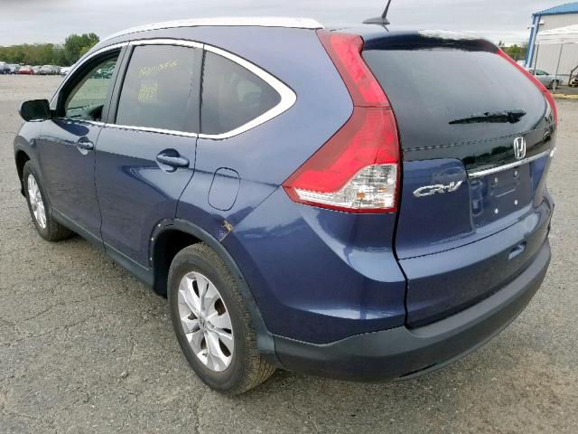 2HKRM4H79DH658719 - 2013 HONDA CR-V EXL BLUE photo 3