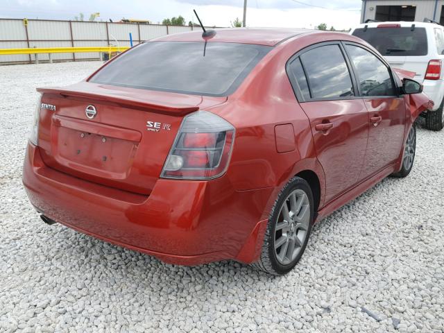 3N1CB6AP4BL612717 - 2011 NISSAN SENTRA SE- RED photo 4