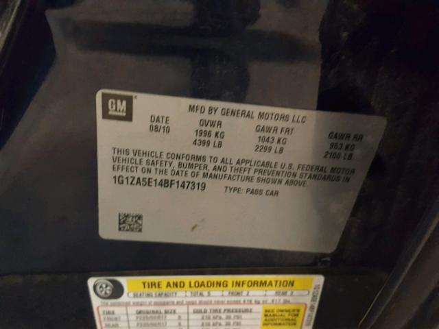 1G1ZA5E14BF147319 - 2011 CHEVROLET MALIBU LS 蓝色 照片 10