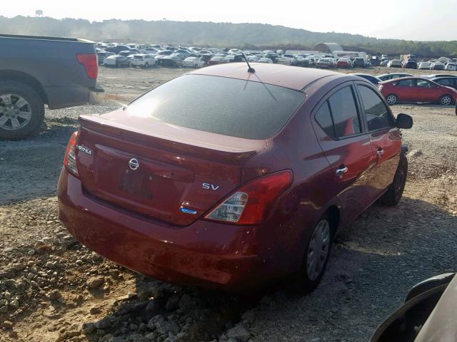 3N1CN7AP3DL877421 - 2013 NISSAN VERSA S RED photo 4