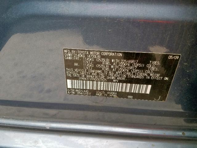 JTMBK31V99D007825 - 2009 TOYOTA RAV4 LIMIT BLUE photo 10