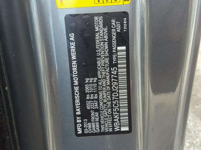 WBAKF5C57DJ297745 - 2013 BMW 328 XI SUL GRAY photo 10