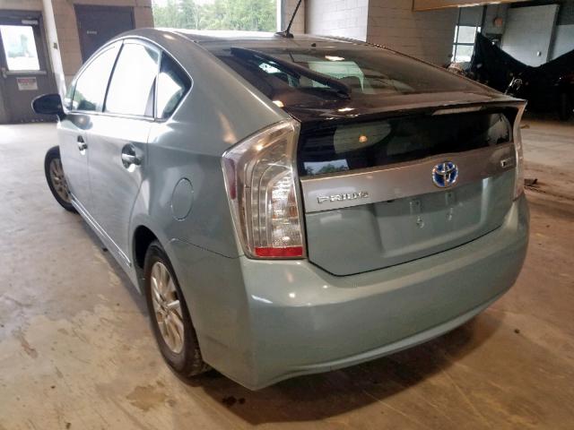 JTDKN3DP1C3004869 - 2012 TOYOTA PRIUS PLUG TEAL photo 3