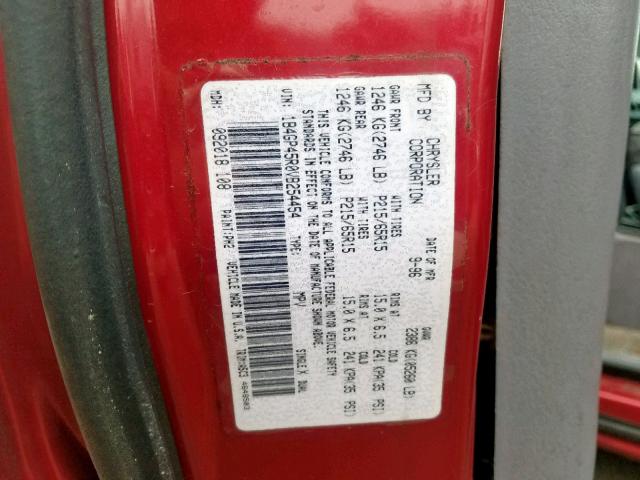 1B4GP45R0VB254454 - 1997 DODGE CARAVAN SE RED photo 10