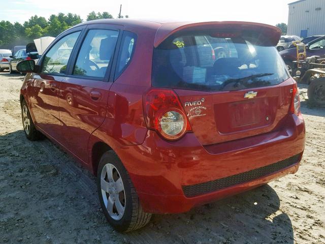 KL1TD66E79B628833 - 2009 CHEVROLET AVEO LS RED photo 3