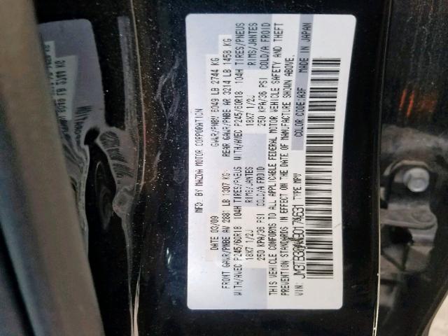 JM3TB38A090174631 - 2009 MAZDA CX-9 BLACK photo 10