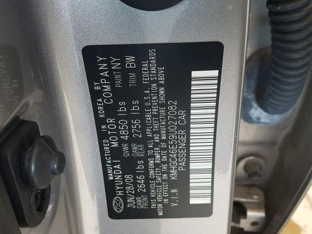 KMHGC46E59U027082 - 2009 HYUNDAI GENESIS 3. SILVER photo 10