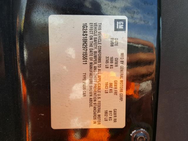 1G2AS18H297155611 - 2009 PONTIAC G5 BLACK photo 10