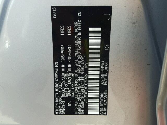 JTLZE4FEXFJ077436 - 2015 TOYOTA SCION XB Күміс фото 10