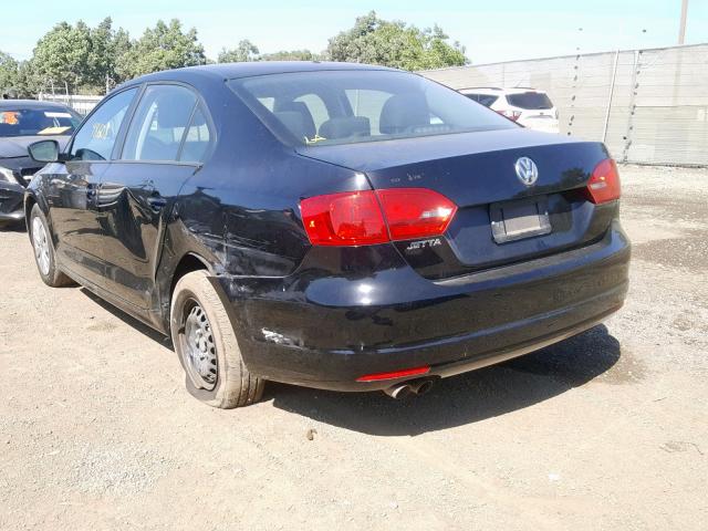 3VW1K7AJ7DM443485 - 2013 VOLKSWAGEN JETTA BASE 黑色 照片 3