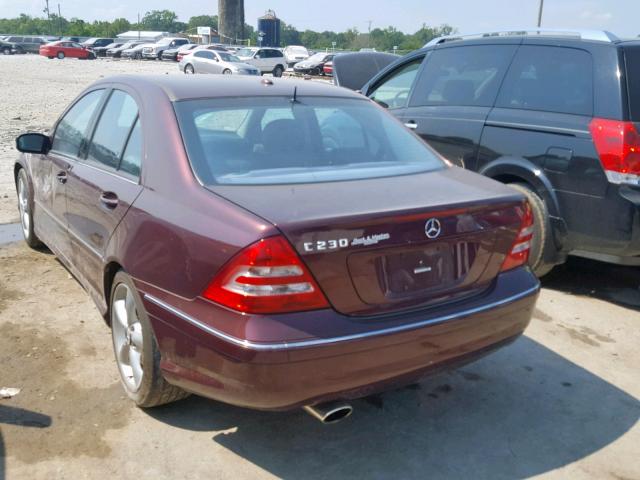 WDBRF52H86F791906 - 2006 MERCEDES-BENZ C230 BURGUNDY photo 3