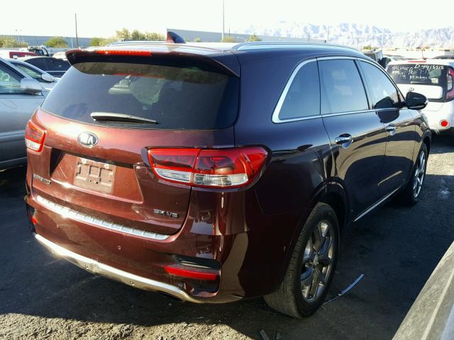 5XYPK4A53GG129803 - 2016 KIA SORENTO SX BURGUNDY photo 4