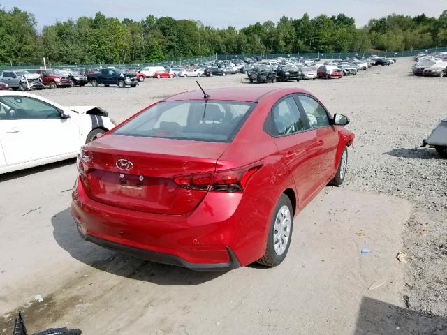 3KPC24A34KE079299 - 2019 HYUNDAI ACCENT SE RED photo 4