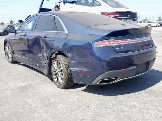 3LN6L5KU4HR624065 - 2017 LINCOLN MKZ HYBRID BLUE photo 3