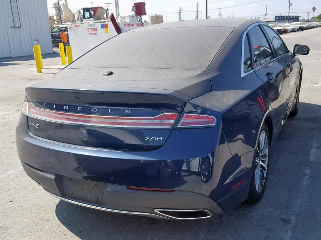 3LN6L5KU4HR624065 - 2017 LINCOLN MKZ HYBRID BLUE photo 4