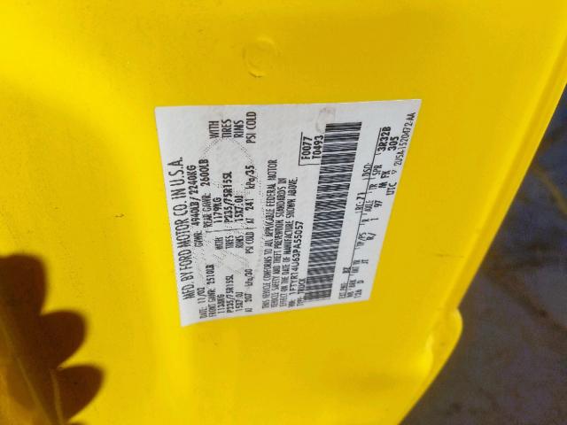 1FTYR14U63PA55057 - 2003 FORD RANGER SUP YELLOW photo 10