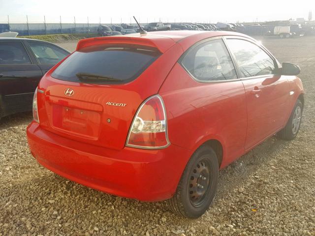 KMHCN35C29U137672 - 2009 HYUNDAI ACCENT SE RED photo 4