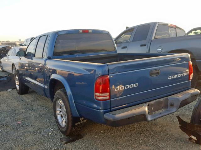 1D7HL38K84S589462 - 2004 DODGE DAKOTA QUA BLUE photo 3