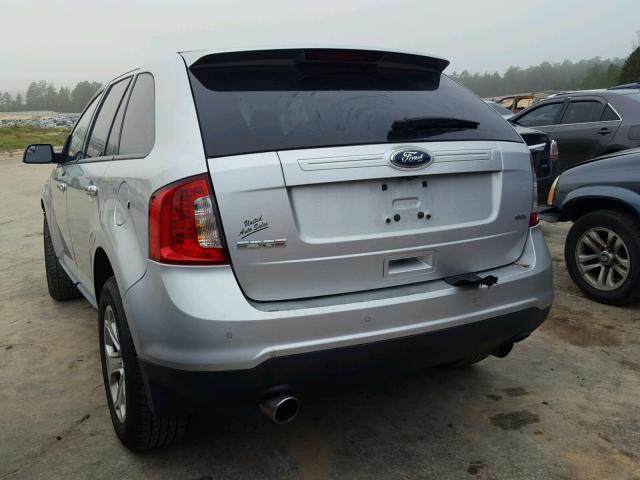 2FMDK3JCXBBB42827 - 2011 FORD EDGE SEL SILVER photo 3