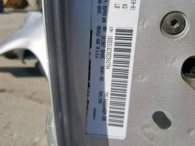 1B3ES16C92D542704 - 2002 DODGE NEON S SILVER photo 10