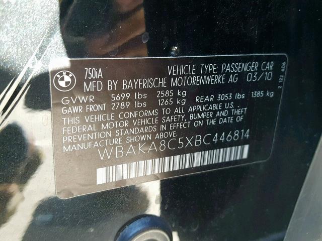 WBAKA8C5XBC446814 - 2011 BMW ALPINA B7 BLACK photo 10