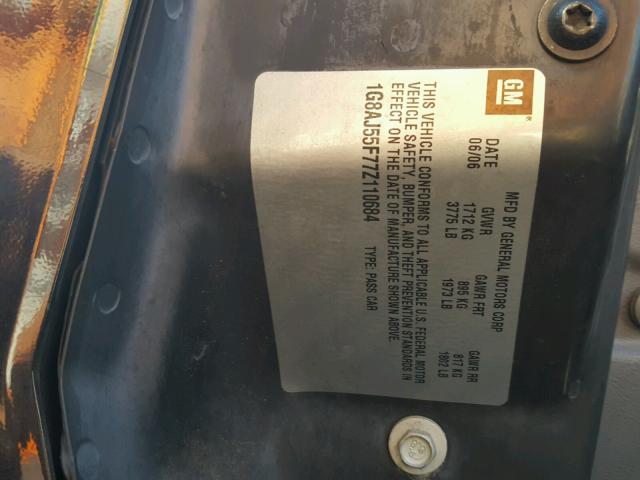 1G8AJ55F77Z110684 - 2007 SATURN ION LEVEL BLACK photo 10