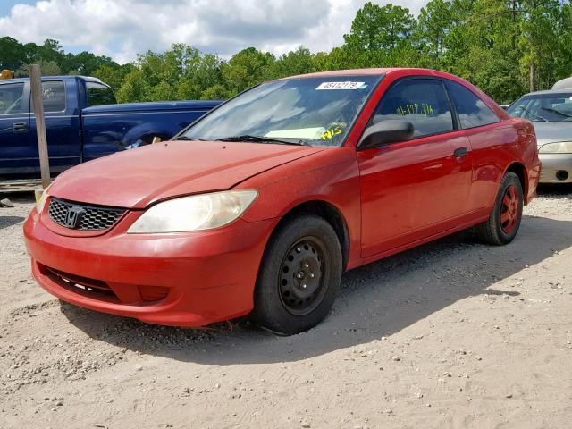 1HGEM22194L058657 - 2004 HONDA CIVIC DX V RED photo 2