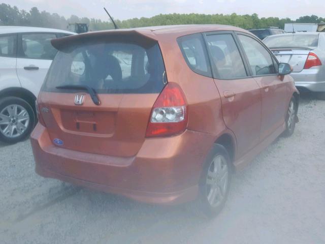 JHMGD38608S041157 - 2008 HONDA FIT SPORT ORANGE photo 4