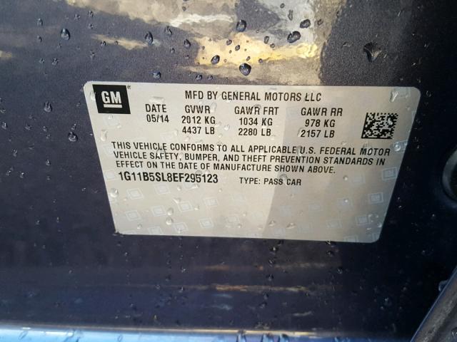 1G11B5SL8EF295123 - 2014 CHEVROLET MALIBU LS 蓝色 照片 10