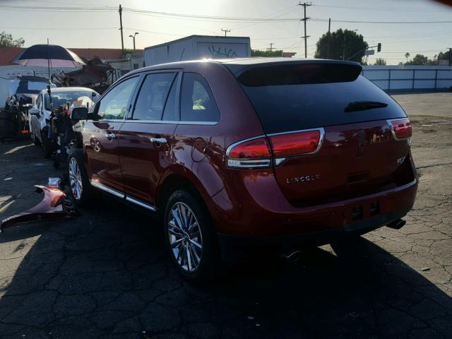 2LMDJ6JK3EBL04933 - 2014 LINCOLN MKX RED photo 3