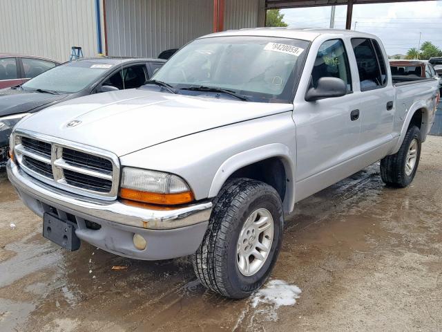 1D7HG48N94S507887 - 2004 DODGE DAKOTA QUA SILVER photo 2