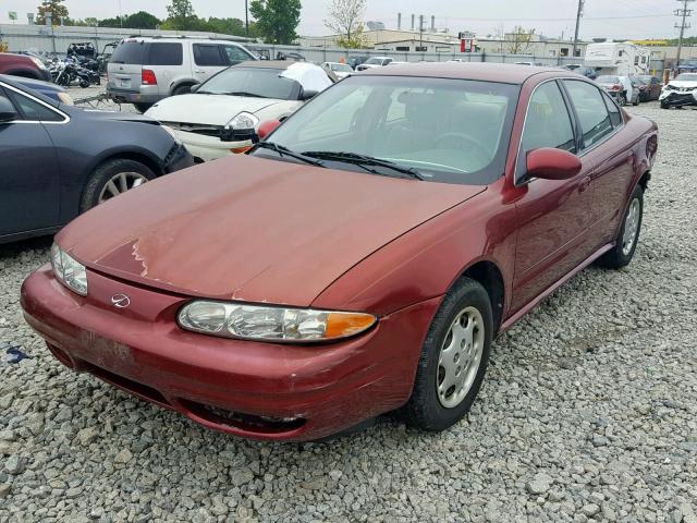 1G3NL52T4YC407184 - 2000 OLDSMOBILE ALERO GL MAROON photo 2