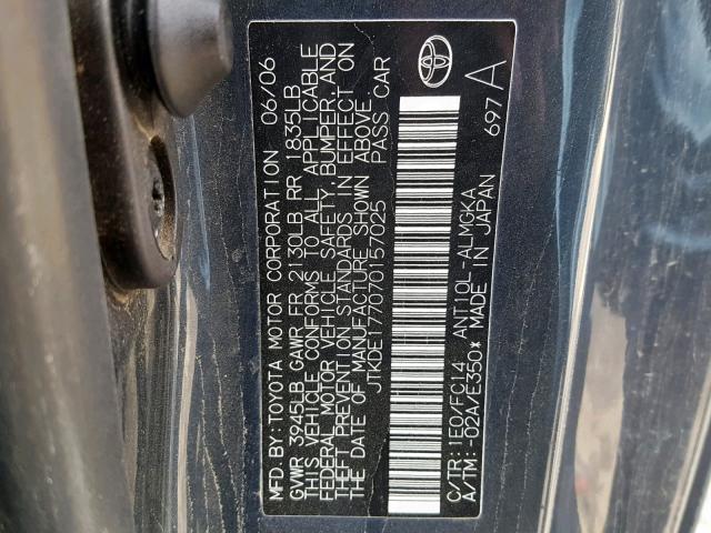 JTKDE177070157025 - 2007 TOYOTA SCION TC ნაცრისფერი ფოტო 10