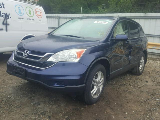 5J6RE4H72AL024375 - 2010 HONDA CR-V EXL BLUE photo 2