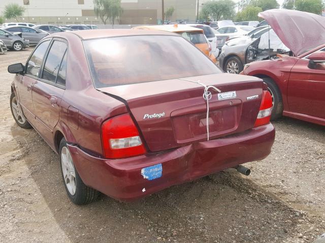 JM1BJ225630138544 - 2003 MAZDA PROTEGE DX MAROON photo 3