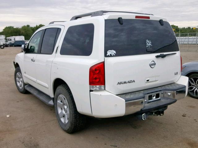 5N1AA08B05N730701 - 2005 NISSAN ARMADA SE WHITE photo 3