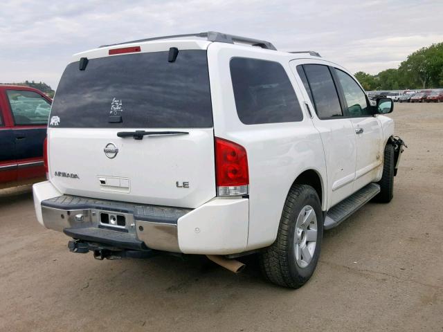 5N1AA08B05N730701 - 2005 NISSAN ARMADA SE WHITE photo 4