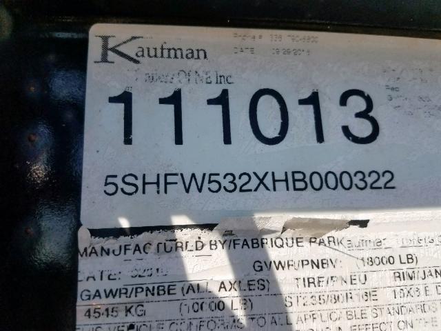 5SHFW532XHB000322 - 2017 KAUFMAN 3 HAULER BLACK photo 10