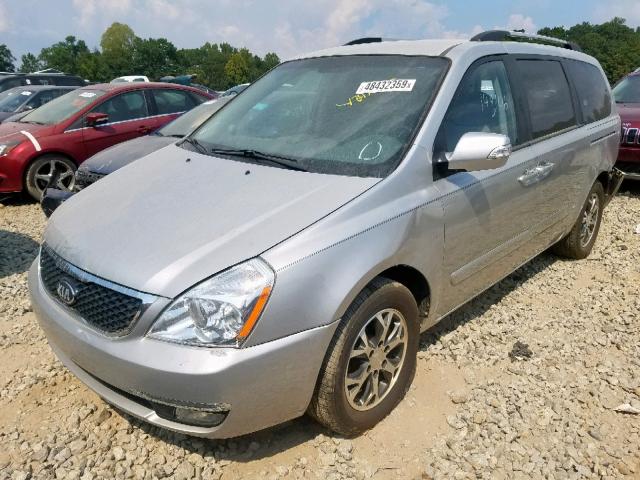 KNDMG4C72E6539236 - 2014 KIA SEDONA LX SILVER photo 2