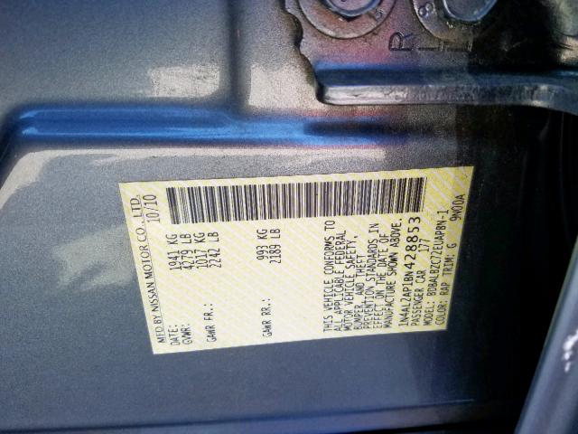 1N4AL2AP1BN428853 - 2011 NISSAN ALTIMA BAS GRAY photo 10